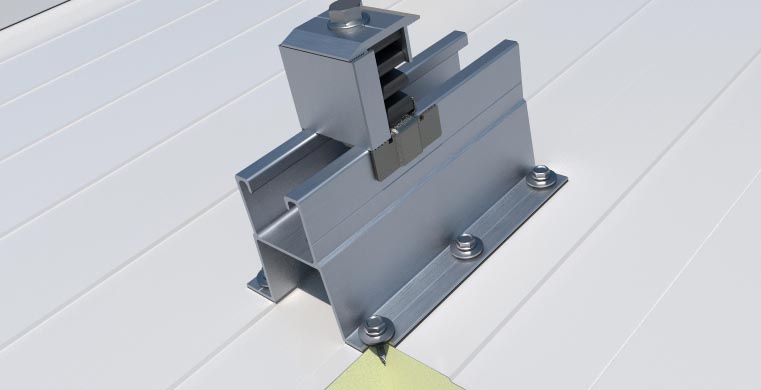 Koplanares System mit Aluminium-Flügelprofil (PSA-AV). Direkte Befestigung an der Unterseite mit diskontinuierlichem Profilformat